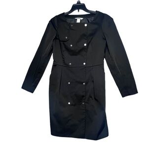 H&M Women's Blazer Black Lined Long Sleeve Dress Snaps Closure Sz 2 Pre-owned